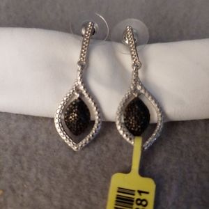 Black and white diamond drop earri